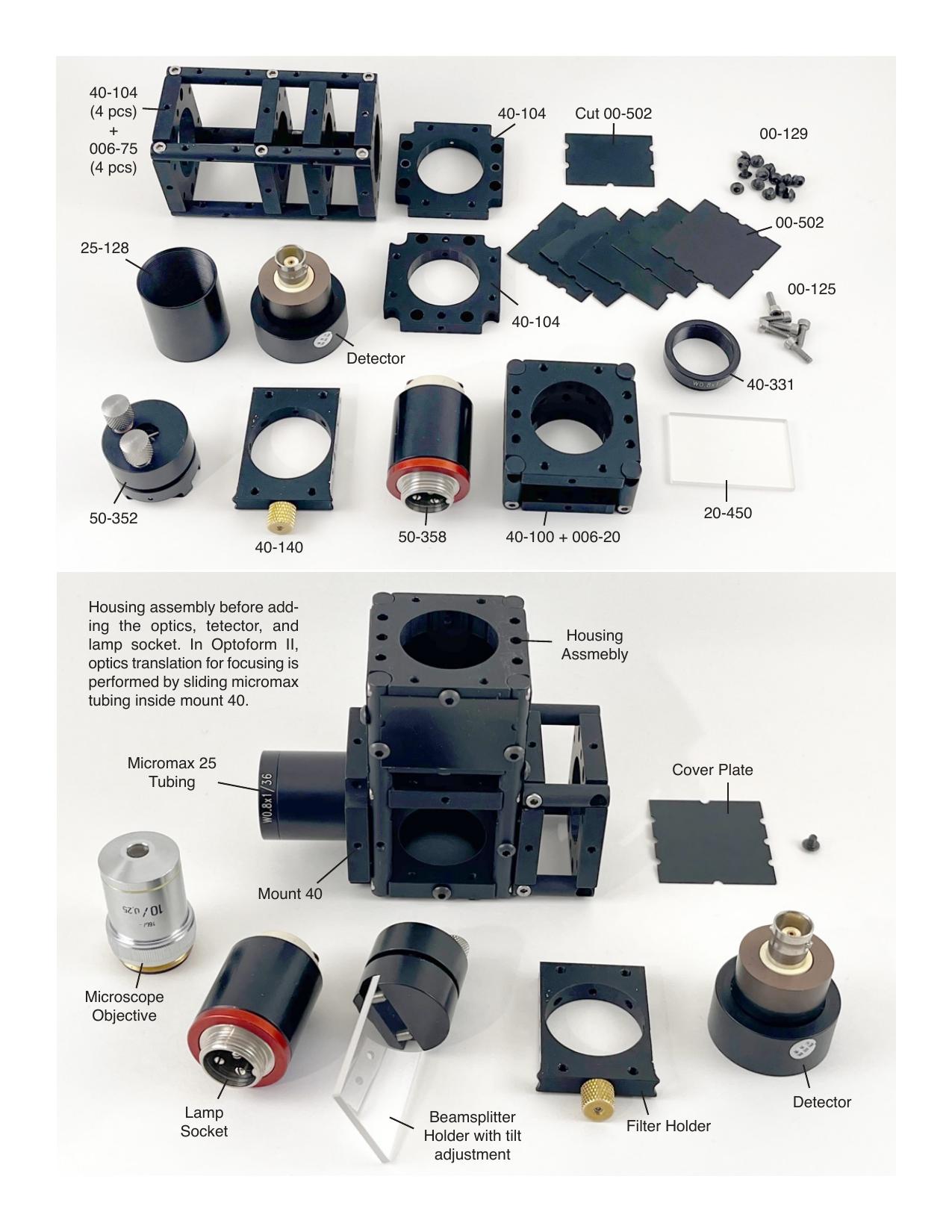 Optoform exploded parts view