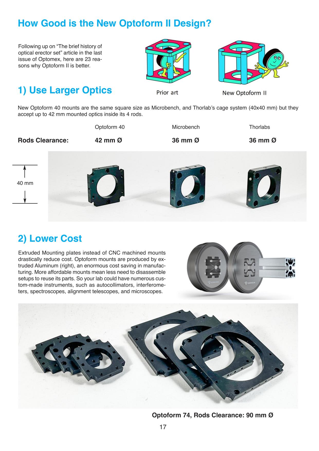 Optoform vs Thorlabs vs Microbench comparison